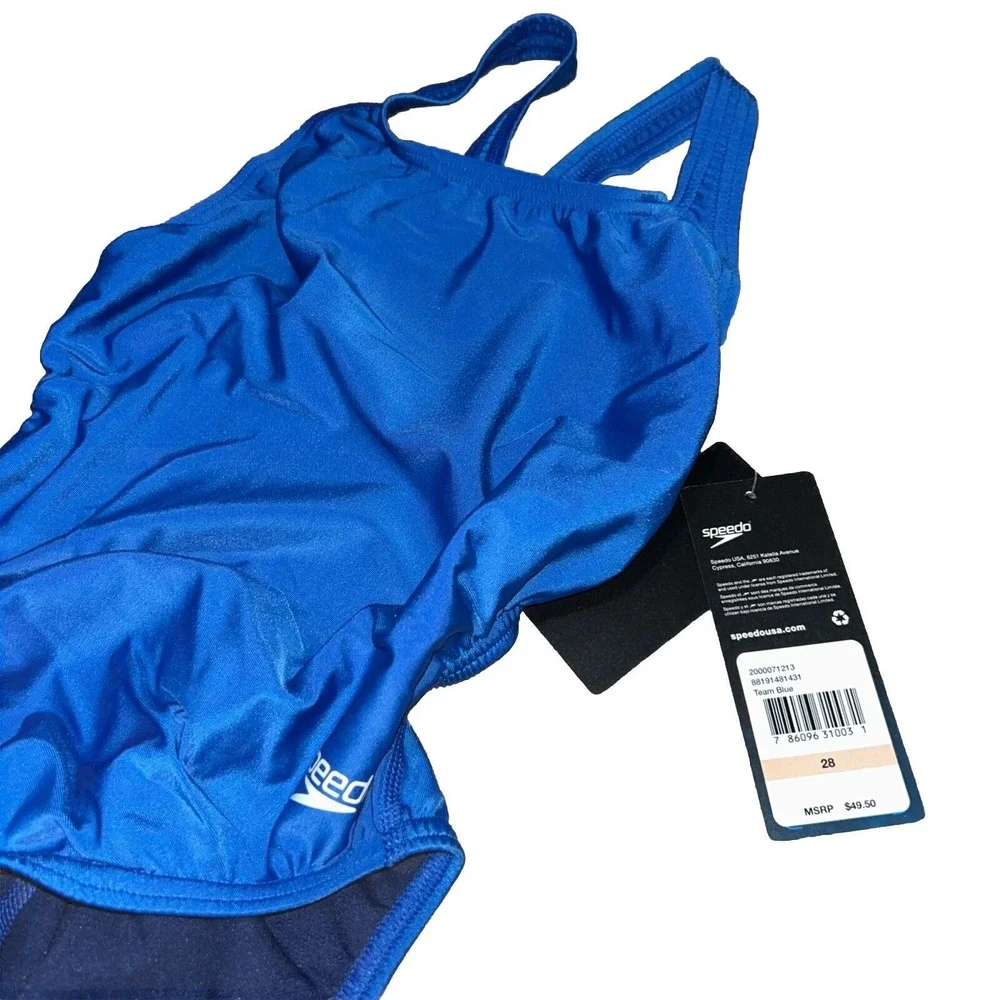 Size 28 Speedo Women's Swimsuit One Piece Prolt Super Pro Solid Adult, Blue - Picture 3 of 7
